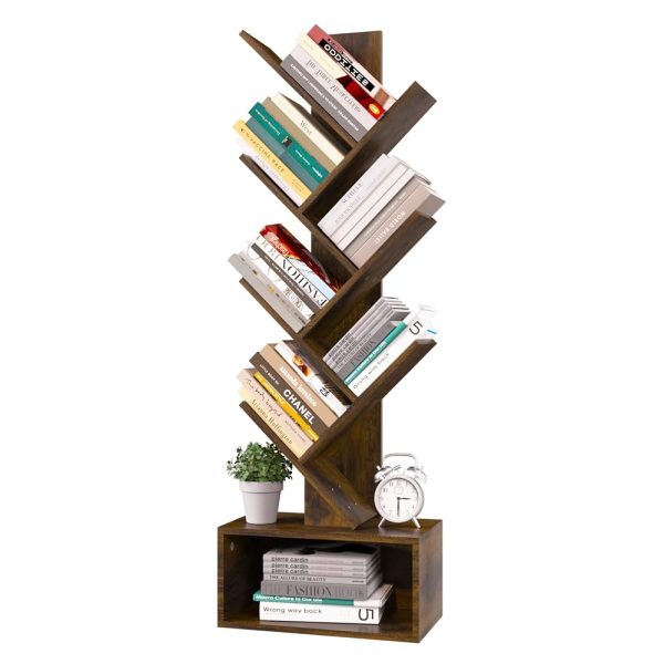 Yoobure Tree Bookshelf - 6 Shelf Retro Floor Standing Bookcase, Tall Wood Book Storage Rack for CDs/Movies/Books, Utility Book Organizer Shelves for Bedroom, Living Room, Home...