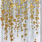 Yotree Paintings, 24x48 Inch Painting Oil Hand Painting Silver-gold Flowers Paintings 3D Hand-Painted On Canvas Abstract Artwork Art Wood Inside Framed Hanging Wall Decoration...