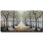 Yotree Paintings, 24x48 Inch Paintings Snowy Road Oil Hand Painting Painting 3D Hand-Painted On Canvas Abstract Artwork Art Wood Inside Framed Hanging Wall Decoration Abstract...