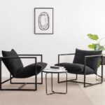 ZINUS Aidan Sling Accent Chair, Pack of 2, Metal Framed Armchair with Shredded Foam Cushioning, Black